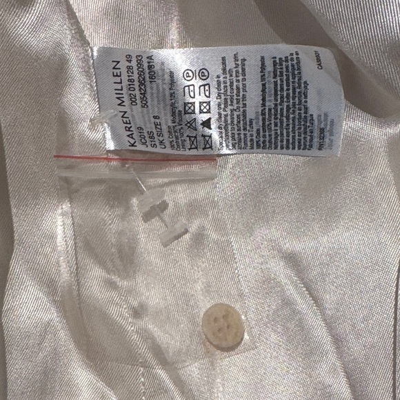 Karen Millen sz4 preowned no smoke home Cream Jacket w removable Faux Fur Collar - Picture 6 of 16